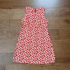 90s vintage red and yellow floral dress